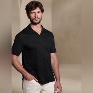 Banana Republic Men’s Black Linen Polo Shirt